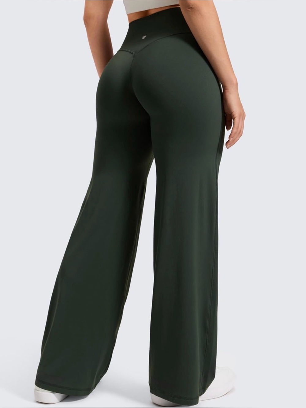 CRZ yoga Softretch no front seam wide leg pant 30” green nwt